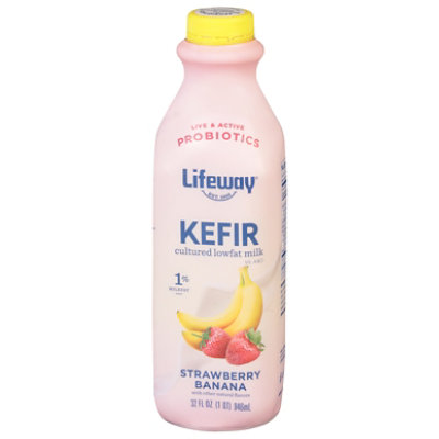 Lifeway Cultured Lowfat Milk Strawberry Banana Kefir - 32 Fl. Oz.