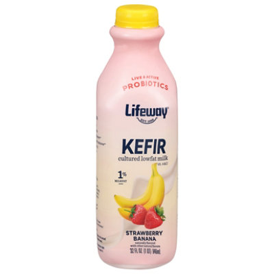 Lifeway Cultured Lowfat Milk Strawberry Banana Kefir - 32 Fl. Oz. - Image 1