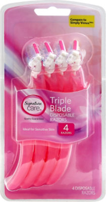 Signature Select/Care Razor Disposable Triple Blade For Sensitive Skin - 4 Count - Image 2