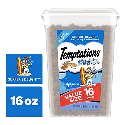 Temptations Mixups Surfers Delight Crunchy And Soft Cat Treats - 16 Oz - Image 1