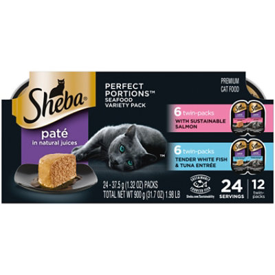 Sheba Perfect Portions Salmon/Whitefish & Tuna Adult Wet Cat Food Pate Variety Pack 12-2.6 Oz - Image 1