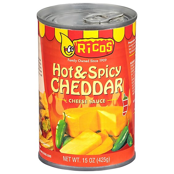 Ricos Sauce Cheese Cheddar Hot & Spicy Can - 15 Oz