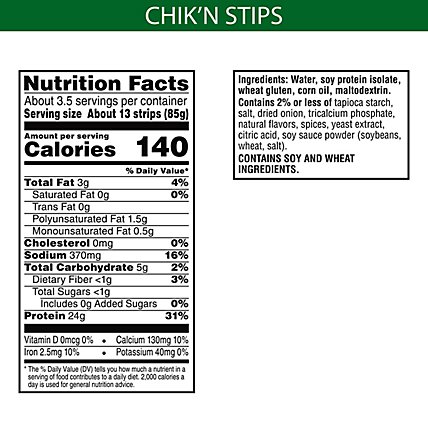 MorningStar Farms Meatless Chicken Strips Plant Based Protein Vegan Meat Original - 10 Oz - Image 3