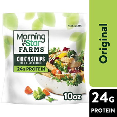 MorningStar Farms Meal Starters Chikn Strips Original Vegan Plant Based Protein - 10 Oz - Image 1