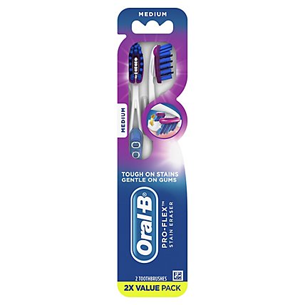 Oral-B Pro-Flex Stain Eraser Toothbrushes Medium Value Pack - 2 Count - Image 2