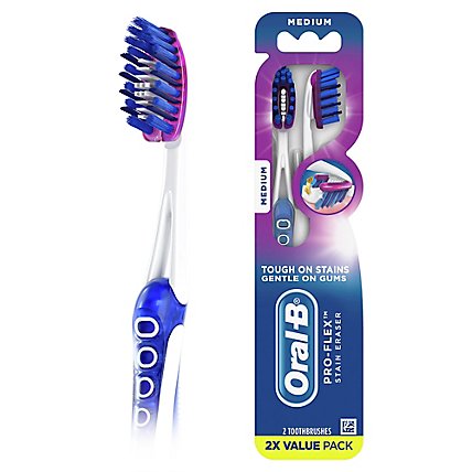 Oral-B Pro-Flex Stain Eraser Toothbrushes Medium Value Pack - 2 Count - Image 1
