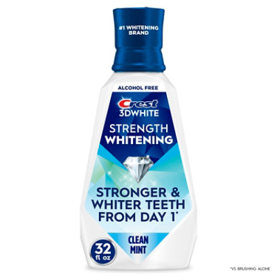 Crest 3D White Mouthwash Diamond Strong Alcohol Free With Fluoride Clean Mint