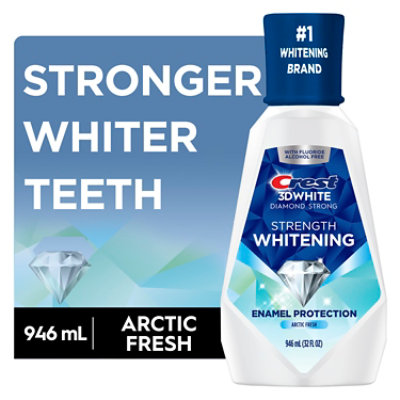 Crest 3D White Mouthwash Diamond Strong Alcohol Free With Fluoride Clean Mint - 32 Fl. Oz. - Image 1