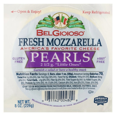 BelGioioso Fresh Mozzarella Cheese Mini Snacking Pearls - 8 Oz