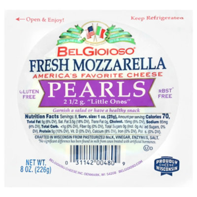 BelGioioso Fresh Mozzarella Cheese Pearls Mini Snacking Cheese  - 8 Oz - Image 3