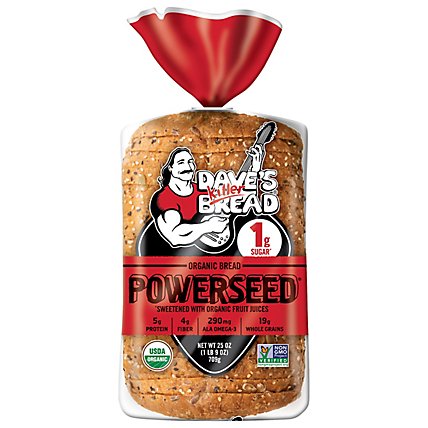 Daves Killer Bread Powerseed Seeded Organic Bread 1g Sugar per Slice 25 Oz Loaf - Image 1