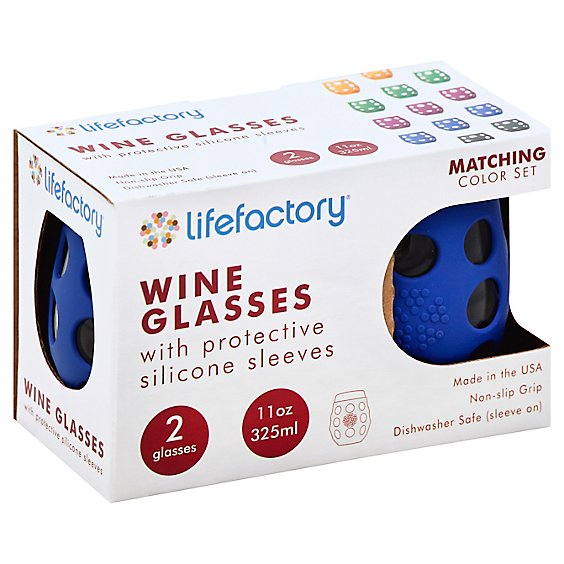 Lifefactory Wine Glass 2pk Cobalt - 11 Oz
