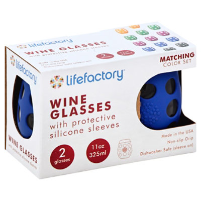 Lifefactory Wine Glass 2pk Cobalt - 11 Oz - tomthumb