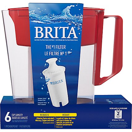 Brita BPA Free Soho Small 6 Cup Capacity Red Filter Pitcher With Standard Filter - Each -