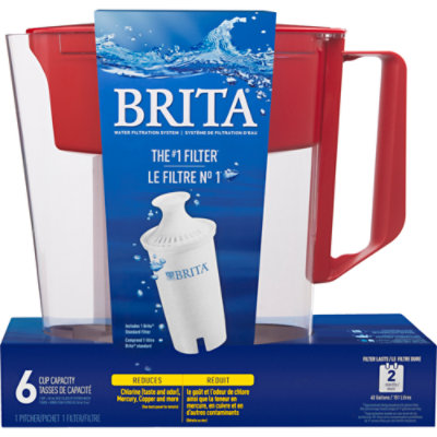 Brita BPA Free Soho Small 6 Cup Capacity Red Water Filter Pitcher With  Standard Filter - Each - Jewel-Osco