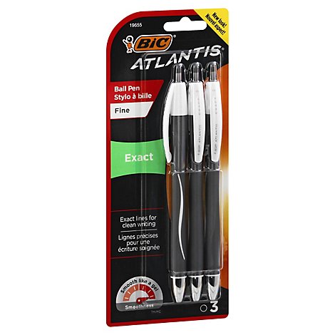 Bic Atlantis Pens Blackk 3pk - Each