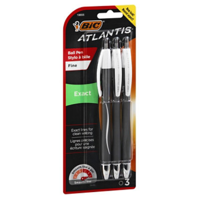 Bic Atlantis Pens Blackk 3pk - Each