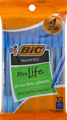 Bic Round Stic Xtra Life Blue Pens - 10 Count - Image 2