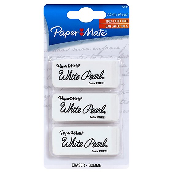3 Count Large White Pearl Erasers - New 