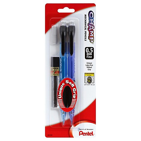 Pentel Champ Pencil Auto Valu Pack .5mm - 2 Count