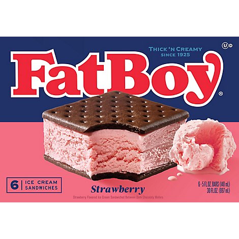FatBoy Strawberry Ice Cream Sandwich - 6 Count