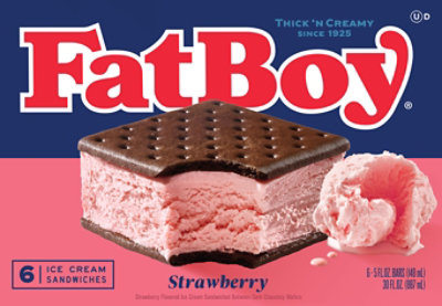  FatBoy Strawberry Ice Cream Sandwich - 6 Count 