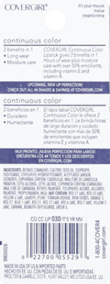 COVERGIRL Continuous Color Lipstick Its Your Mauve 030 - 0.13 Oz - Image 3