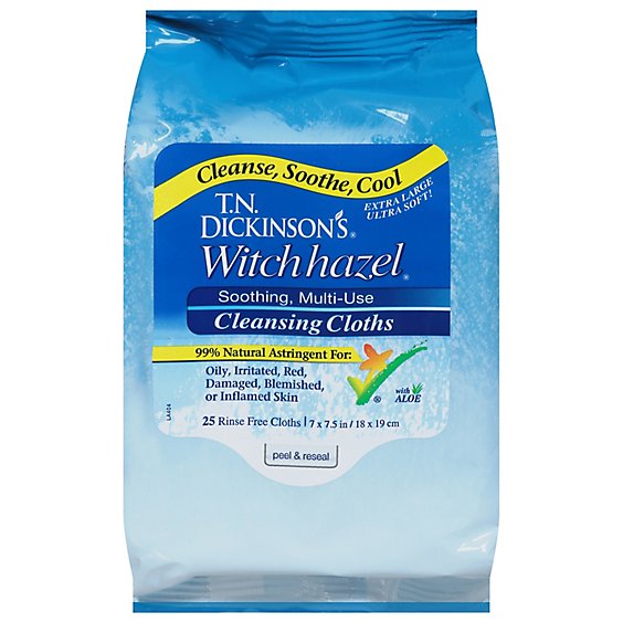 Dickinsons Cleansing Cloths Witch Hazel - 25 Count