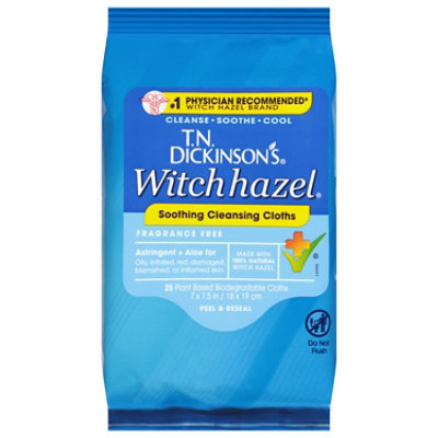 Dickinsons Cleansing Cloths Witch Hazel - 25 Count