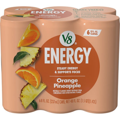 V8 +Energy Orange Pineapple Juice Energy Drink - 6-8 Fl. Oz. - Image 2