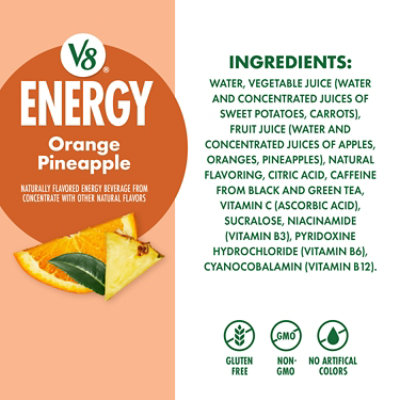 V8 +Energy Orange Pineapple Juice Energy Drink - 6-8 Fl. Oz. - Image 3