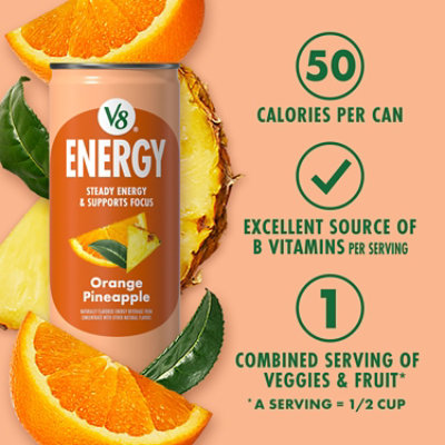 V8 +Energy Orange Pineapple Juice Energy Drink - 6-8 Fl. Oz. - Image 3