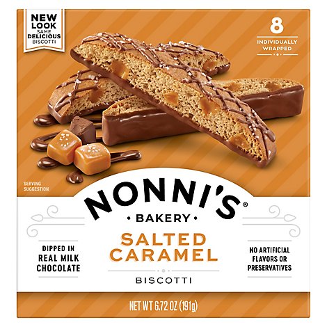 Nonnis Biscotti Salted Caramel 8 Count - 6.72 Oz