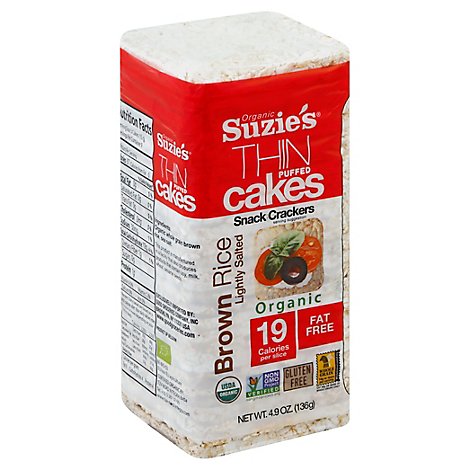 Suzies Crackers Puffed Cakes Thin Brown Rice Lightly Salted - 4.9 Oz