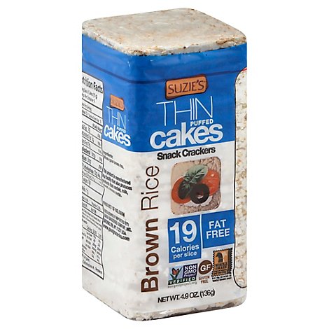 Suzies Crackers Puffed Cakes Thin Brown Rice - 4.9 Oz
