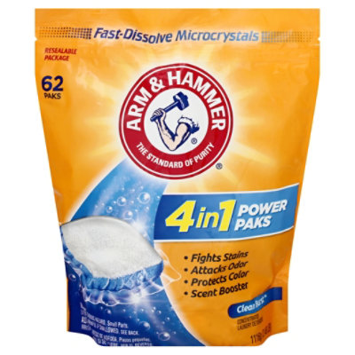  ARM & HAMMER Laundry Detergent Clean Burst Baking Soda Freshness Oxi 2 in 1 Pouch - 62 Count 