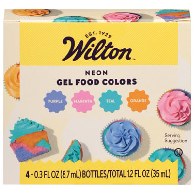 Wilton Food Colors Gel Magenta Orange Teal Purple 4 Count - 1.2 Fl. Oz. - Image 1