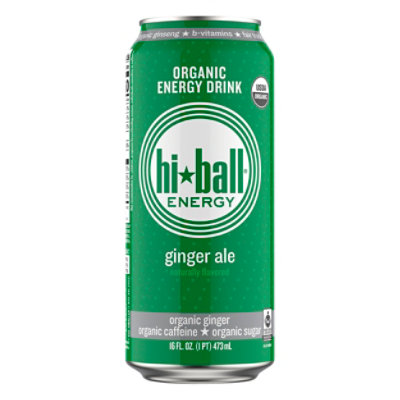 Hiball Energy Organic Energy Drink Ginger Ale - 16 Fl. Oz.