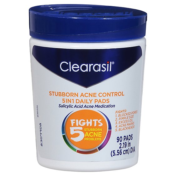 Clearasil Daily Pads 5In1 Stubborn Acne Control With Salicylic Acid Acne Medication - 90 Count