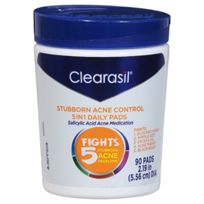 Clearasil Daily Pads 5In1 Stubborn Acne Control With Salicylic Acid Acne Medication - 90 Count