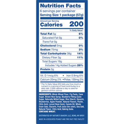 Natures Bakery Fig Bar Stone Ground Whole Wheat Blueberry - 6-2 Oz - Image 3