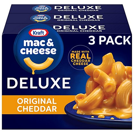 Kraft Macaroni & Cheese Dinner Deluxe Original Cheddar Box - 3-14 Oz