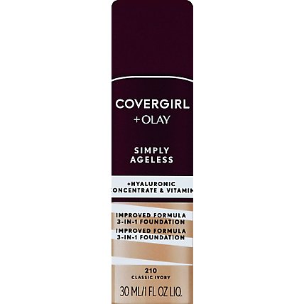 COVERGIRL + Olay Simply Ageless Liquid Foundation 3-in-1 Classic Ivory 210 - 1 Fl. Oz. - Image 1