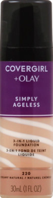 COVERGIRL + Olay Simply Ageless Liquid Foundation 3-in-1 Creamy Natural 220 - 1 Fl. Oz. - Image 2