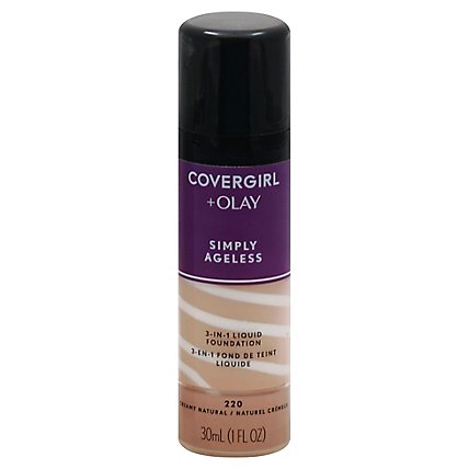 COVERGIRL + Olay Simply Ageless Liquid Foundation 3-in-1 Creamy Natural 220 - 1 Fl. Oz. - Image 1