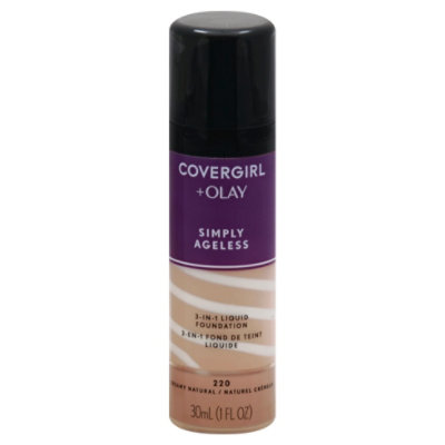 COVERGIRL + Olay Simply Ageless Liquid Foundation 3-in-1 Creamy Natural 220 - 1 Fl. Oz. - Image 1