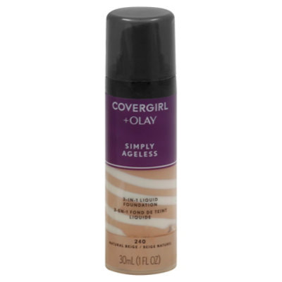 COVERGIRL + Olay Simply Ageless Liquid Foundation 3-in-1 Natural Beige 240 - 1 Fl. Oz. - Image 1