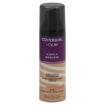 COVERGIRL + Olay Simply Ageless Liquid Foundation 3-in-1 Natural Beige 240 - 1 Fl. Oz.