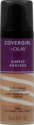 COVERGIRL + Olay Simply Ageless Liquid Foundation 3-in-1 Soft Honey 255 - 1 Fl. Oz. - Image 2