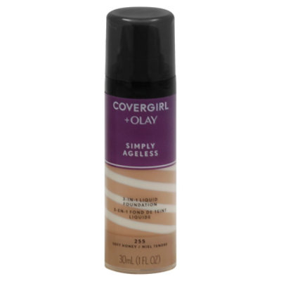 COVERGIRL + Olay Simply Ageless Liquid Foundation 3-in-1 Soft Honey 255 - 1 Fl. Oz. - Image 1